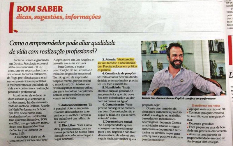 Fabiano Gomes - Caderno Geração Empreendedora do Jornal do Comércio - Março de 2016
