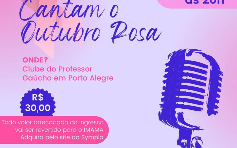 Mulheres Cantam o Outubro Rosa reúne cantoras gaúchas em show beneficente dia 27 outubro de 2021